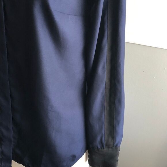 J. Crew Contrast Trim Navy and Black Blouse, 00 - Picture 3 of 8